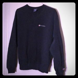 Vintage Champion Spellout Navy Blue Sweatshirt Lg